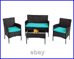 4PCS Outdoor Patio Furniture Set Rattan Chair Patio Set Wicker Conversation Set