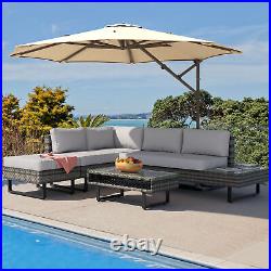 4PCS Outdoor Rattan Wicker Patio Set Garden Lawn Sofa Chair Furniture with Table