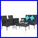 4PCS Patio Furniture Set Rattan Wicker Sofa conversation withTempered Glass Table