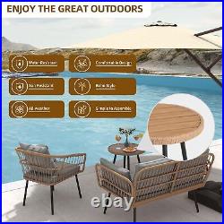 4PCS Patio Outdoor Furniture Set Sofa Sectional Wicker Rattan Loveseat Chairs