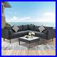 4PCS Patio Outdoor Sofa Sectional Furniture Wicker Conversation Set Wood Legs US