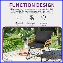 4PCS Patio Rattan Sofa Set Outdoor Garden PE Cushioned Couch Wicker FurnitureFY