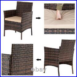 4PCS Patio Rattan Wicker Furniture Sets Table Sofa with Cushion Yard US