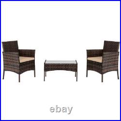 4PCS Patio Rattan Wicker Furniture Sets Table Sofa with Cushion Yard US