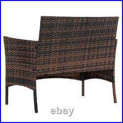 4PCS Patio Rattan Wicker Furniture Sets Table Sofa with Cushion Yard US