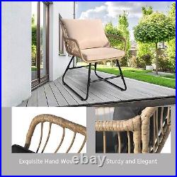 4PCS Patio Wicker Furniture Conversation Set Indoor Outdoor All-Weather Cushion