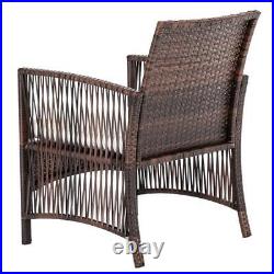 4PCS Rattan Patio Furniture Cushioned Sofa Chair & Table Glass Top Livingroom