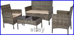 4PCS Rattan Patio Furniture Set Garden Wicker Cushioned Sofa Chair Yard Outdoor