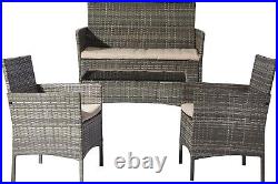 4PCS Rattan Patio Furniture Set Garden Wicker Cushioned Sofa Chair Yard Outdoor