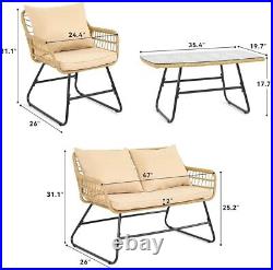 4Piece Wicker Patio Furniture Outdoor Set