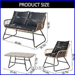 4X Outdoor Patio Furniture Set Sectional Sofa Rattan Chair Wicker Set with Cushion