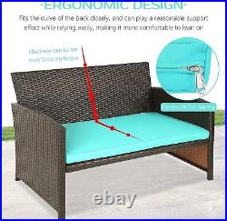 4 PCS Patio Furniture Set Outdoor Wicker Sofas Rattan Chair Wicker Conversation