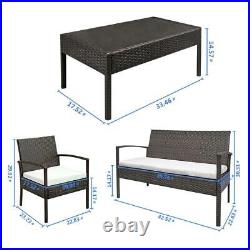 4 PCS Rattan Patio Furniture Set Garden Lawn Sofa Set /w Cushion Seat Mix Wicker