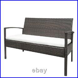 4 PCS Rattan Patio Furniture Set Garden Lawn Sofa Set /w Cushion Seat Mix Wicker