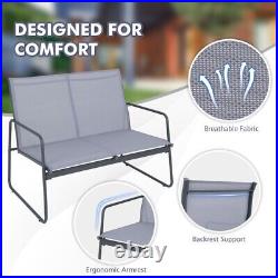4 Pcs Metal Patio Furniture Set Outdoor Garden Conversation Set with Coffee Table