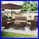 4 Pcs Outdoor Patio Furniture Set, Brown Wicker, Rattan, Chairs, Loveseat, Table