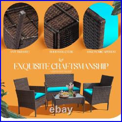 4 Piece Outdoor Patio Furniture PE Rattan Wicker Table and Chairs Set