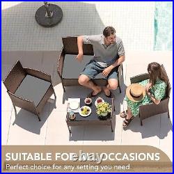 4 Piece Outdoor Patio Furniture Set Rattan Wicker Sofa Chairs with Cushion