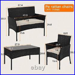 4-Piece Patio Furniture Set, Wicker Patio Conversation Furniture