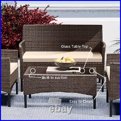 4 Piece Patio Furniture Set by Nestl- Outdoor Patio Set Loveseat, Chairs, Table