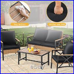 4-Piece Patio Furniture Wicker Outdoor Bistro Set Conversation Furniture Sets