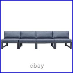 4 Piece Patio Outdoor sectional Sofa Conversation Set Gray Aluminum Frame