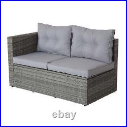 4 Piece Patio Sectional Wicker Rattan Outdoor Furniture Sofa Set WithStorage Box G
