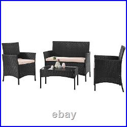 4 Pieces Outdoor Patio Furniture Sets with Coffee Table for Backyard Lawn Porch