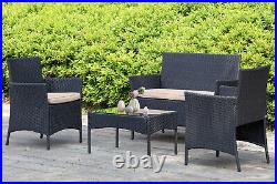 4 Pieces Outdoor Patio Furniture Sets with Coffee Table for Backyard Lawn Porch