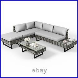 4-Pieces Patio Furniture Sets Outdoor Sectional Sofa Rattan Wicker Sofa with Table