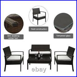4 Pieces Rattan Patio Furniture Set Lawn Sofa Set /w Cushion Seat Mix Wicker