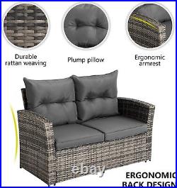 4 pcs Patio Furniture Set Outdoor Rattan Sectional Sofa Patio Conversation Sets