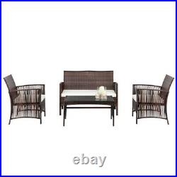 4pc Patio Furniture Set PE Wicker Cushioned Outdoor Rattan Sofa Deck Lawn Garden