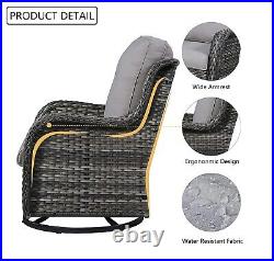 5PCS Outdoor Swivel Rocker Chairs Ottomans Table Set Patio Furniture with Cushion