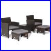 5PCS Patio Rattan Furniture Set Chair Ottoman Cushion Space Saving WithCover
