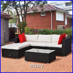 5PC Rattan Wicker Sofa Set Outdoor Patio Garden Sectional Furniture Cushioned