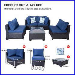 5Pcs Patio Furniture Set Wicker PE Rattan Outdoor Sectional Sofa PE Chair Table