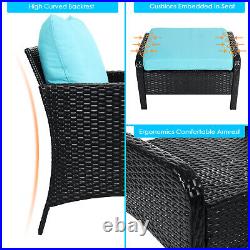 5Pcs Patio Furniture Sofa Set Outdoor Sectional Wicker Rattan Conversation Set