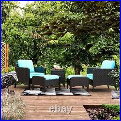 5Pcs Patio Furniture Sofa Set Outdoor Sectional Wicker Rattan Conversation Set