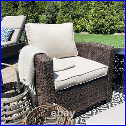 5Piece Rattan Patio Furniture Set Outdoor Wicker Rattan Sectional Sofa Heavy Dut