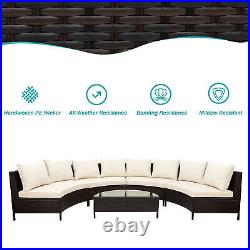 5 PCS Outdoor Patio Wicker Furniture Round Sectional Sofa Set Rattan Couches Set
