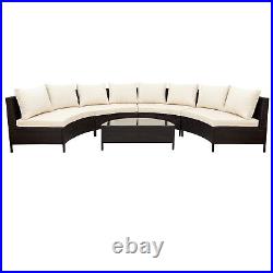 5 PCS Outdoor Patio Wicker Furniture Round Sectional Sofa Set Rattan Couches Set