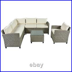 5 PCS Patio Outdoor Furniture Sectional Sofa Set Wicker Rattan Conversation Set