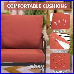 5 Pcs Outdoor Patio Furniture Set, Patio Conversation Sofa Set with Ottoman &