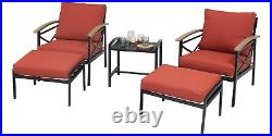 5 Pcs Outdoor Patio Furniture Set, Patio Conversation Sofa Set with Ottoman &