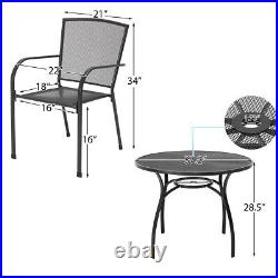 5-Piece Metal Outdoor Dining Set With Round Table 4 Chairs Patio Furniture Grey