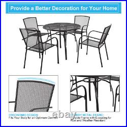 5-Piece Metal Outdoor Dining Set With Round Table 4 Chairs Patio Furniture Grey