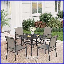 5 Piece Patio Furniture Set Outdoor Dining Set with 4 Chairs Square Table Brown