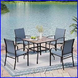 5 Piece Patio Furniture Set Outdoor Dining Set with 4 Dining Chairs Square Table