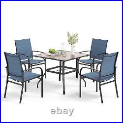 5 Piece Patio Furniture Set Outdoor Dining Set with 4 Dining Chairs Square Table